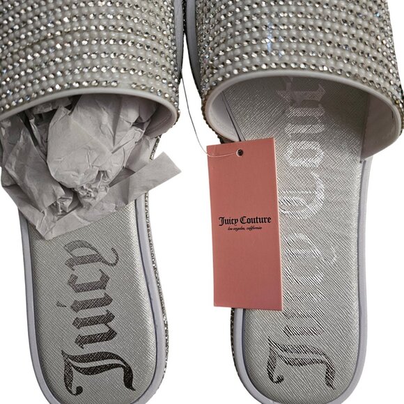 Juicy Couture Womens White Multi Rhinestone Slide Sandals Size 8M - Picture 3 of 6